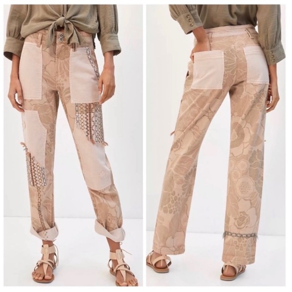 Pilcro Pants - Pilcro by Anthropologie The Camp Wanderer Patchwork Embroidered Cargo Pant Sz 26